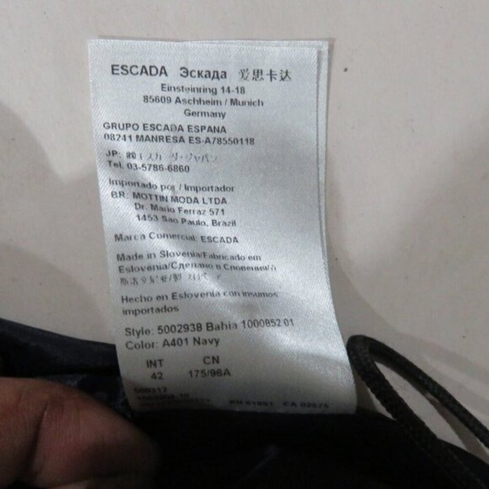 ESCADA Navy 100% Italian Wool Silk Suit Blazer Jacket size 42 US 12 - Picture 9 of 9